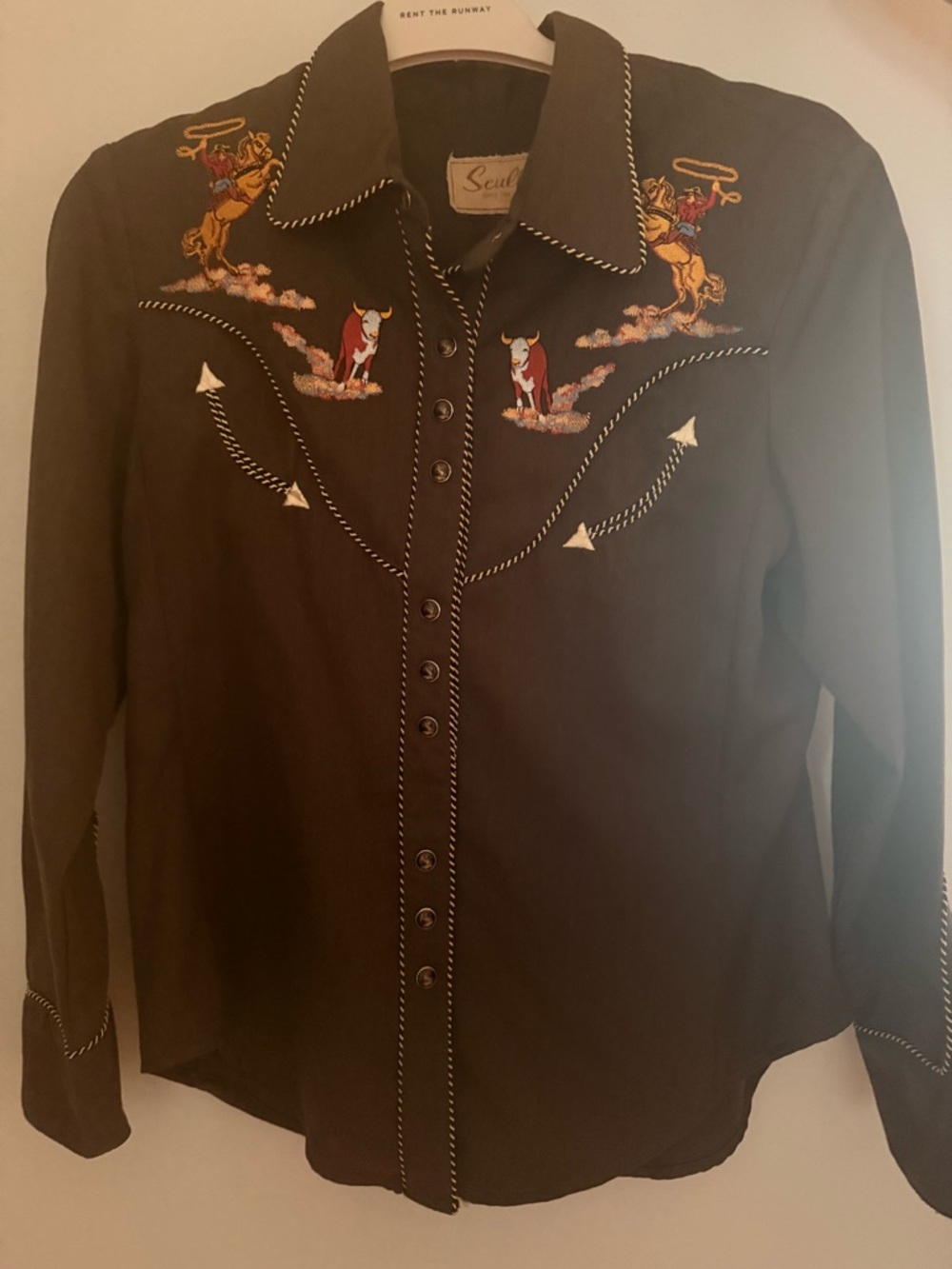 Scully Black Western Embroidered Cowboy Button-Down Shirt